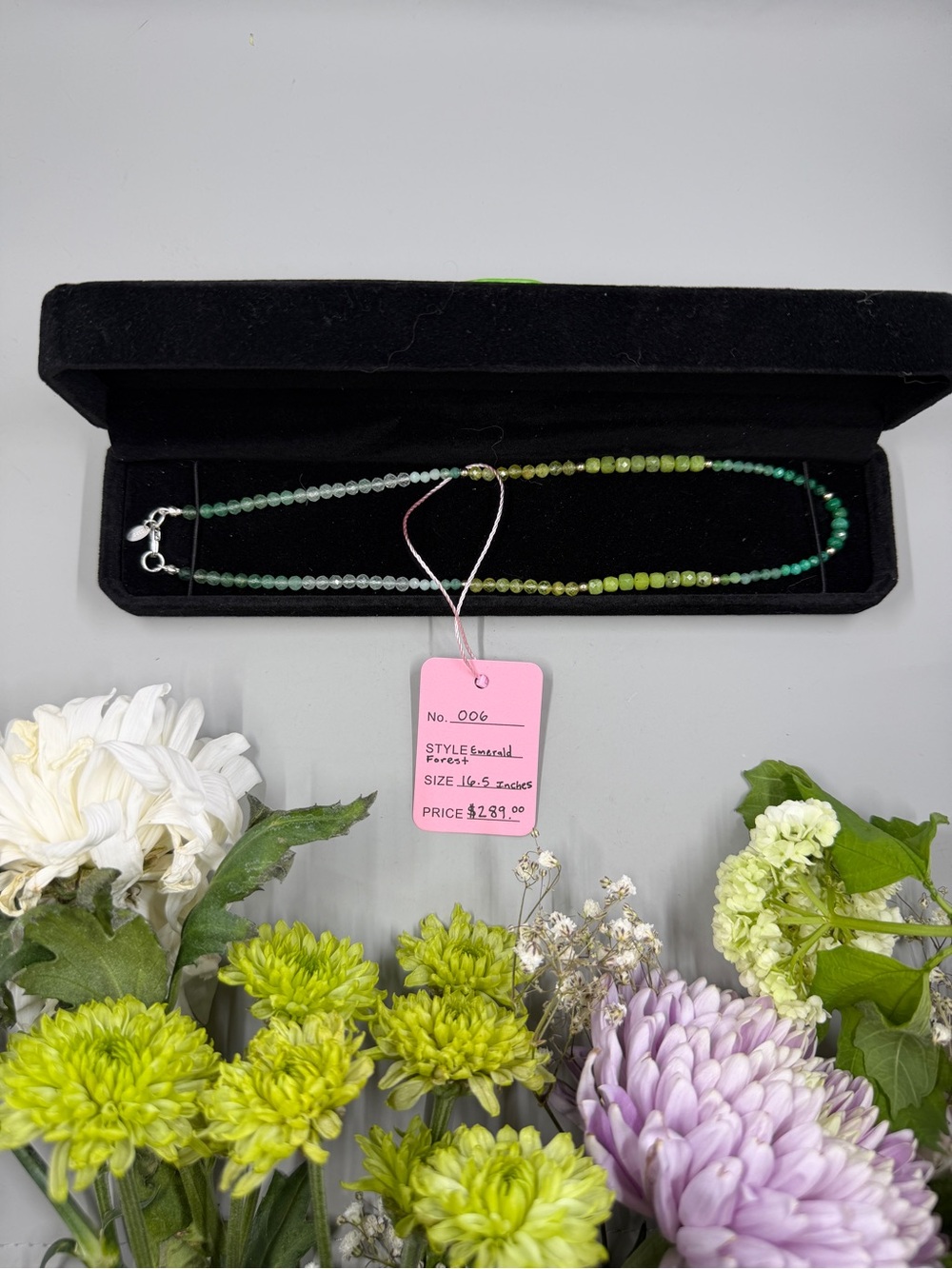 10K, 925 Sterling Silver and AAA Emerald Handmade Emerald Forest Necklace